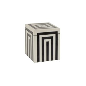 VOSS Small Box with striped black and white pattern, compact design for organizing trinkets and decorative use.