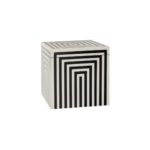 VOSS Large Box with bold striped pattern, wooden construction, and resin coating, ideal for storage and decoration.