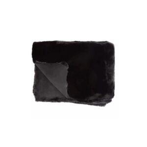 VANN Black Throw, featuring sumptuous faux fur in black, perfect for adding elegance and warmth to beds or sofas.