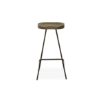 COLE Barstool with natural elm wood seat and black metal frame, featuring a footrest and angled legs for a stylish industrial look.