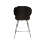 ORION Barstool with black velvet seat, silver angled legs, and integrated footrest, perfect for modern interiors.