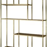 LLOYD Brushed Gold Shelf with stainless steel frame, brushed gold finish, and glass shelves, perfect for elegant storage and display at 210 cm tall.