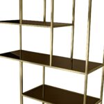 LLOYD Brushed Gold Shelf with stainless steel frame, brushed gold finish, and glass shelves, perfect for elegant storage and display at 210 cm tall.