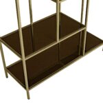 LLOYD Brushed Gold Shelf with stainless steel frame, brushed gold finish, and glass shelves, perfect for elegant storage and display at 210 cm tall.