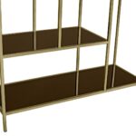 LLOYD Brushed Gold Shelf with stainless steel frame, brushed gold finish, and glass shelves, perfect for elegant storage and display at 210 cm tall.