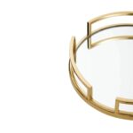 BARON Gold Tray with an elegant gold stainless steel frame, mirrored center, and modern cutout design for a luxurious look.