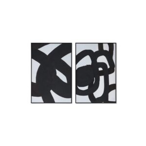 KNOLL Oil Painting Set with black abstract circle patterns on a white surface, perfect for mid-century or modern wall decor.