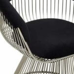 HARRO Black Chair with a curved black velvet backrest and silver-finished stainless steel frame for a contemporary and art deco aesthetic.