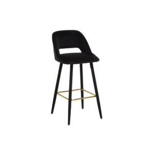 RUNE Black Velvet Barstool with Gold Footrest Main Description: The RUNE Barstool brings a sleek touch to bar or kitchen spaces with its refined design. Upholstered in rich black velvet, this stool features a low-back construction with a stylish cut-out detail for a modern aesthetic. The foam-padded seat provides comfort, while the gold-finish footrest adds a hint of sophistication. Slanted black legs complete its mid-century-inspired silhouette, making it a versatile piece for contemporary interiors. Key Features: Luxurious Upholstery: Upholstered in soft black velvet for a polished look. Stylish Design: Features a low-back construction with a cut-out detail. Comfortable Footrest: Gold-finish footrest adds both functionality and style. Mid-Century Appeal: Slanted legs enhance its modern, timeless design. Specifications: Product Dimensions: H99 x L54 x W46 cm Product Weight: 7.00 kg Lead Time: 3 - 10 working days Product Code: LS111219 Meta Descri