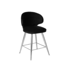 ORION Barstool with black velvet seat, silver angled legs, and integrated footrest, perfect for modern interiors.