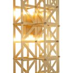 PONTES Wall Lamp featuring a solid brass lattice design in brushed brass, dual G9 sockets, and a sleek 57 cm height for modern architectural lighting.