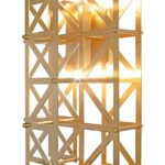 PONTES Wall Lamp featuring a solid brass lattice design in brushed brass, dual G9 sockets, and a sleek 57 cm height for modern architectural lighting.