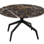 RAZOR Coffee Table with a marble top and black powder-coated stainless steel legs, ideal for modern and elegant interiors.