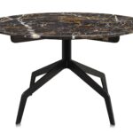 RAZOR Coffee Table with a marble top and black powder-coated stainless steel legs, ideal for modern and elegant interiors.