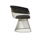 HARRO Black Chair with a curved black velvet backrest and silver-finished stainless steel frame for a contemporary and art deco aesthetic.