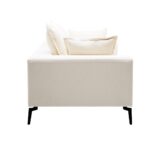 MILLER Sofa in cream fabric with linear detailing, low backrest, armrest-level design, and metal legs for modern decor.