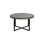 TRENT Coffee Table with black metal base and bone inlay tabletop for modern interiors.