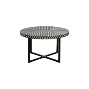 TRENT Coffee Table with black metal base and bone inlay tabletop for modern interiors.