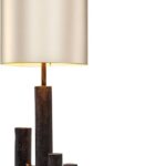 SHAD 62 Floor Lamp with a textured aluminum base in black antique finish, featuring a single E27 socket and sleek 131.5 cm height.