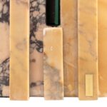 ROMAN Mirror with Purple Breccia Marble base, satin-polished finish, and sleek glass design, standing at 165 cm in height for elegant interiors.