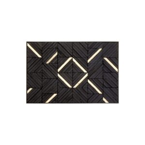 LYLE Wall Carving with geometric patterns in black and gold, creating a bold abstract design for modern interiors.