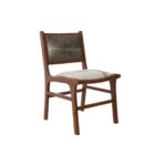 BROSE Dining Chair with genuine cow leather upholstery, teakwood frame in walnut finish, and stud trim detail.