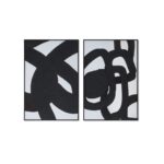 KNOLL Oil Painting Set with black abstract circle patterns on a white surface, perfect for mid-century or modern wall decor.