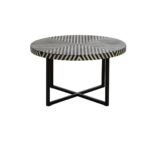 TRENT Coffee Table with black metal base and bone inlay tabletop for modern interiors.