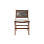 BROSE Dining Chair with genuine cow leather upholstery, teakwood frame in walnut finish, and stud trim detail.