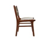 BROSE Dining Chair with genuine cow leather upholstery, teakwood frame in walnut finish, and stud trim detail.