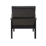 GENTS Chair in black leather upholstery with knot stitch detailing and black teak wood frame.