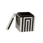 VOSS Small Box with striped black and white pattern, compact design for organizing trinkets and decorative use.