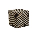 Black and white abstract leather LYLE Pouffe for modern interiors, versatile and stylish.