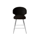 ORION Barstool with black velvet seat, silver angled legs, and integrated footrest, perfect for modern interiors.