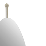 Full-length floor mirror with bevelled edging, metallic silver tips, and an adjustable nickel-coated stand with a round base.
