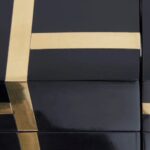 Sleek black and brass MONAX Canister Set in a rectangular tray, perfect for storage or decor.