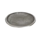 Large silver aluminum decorative bowl with a textured oak-inspired surface, perfect as a modern centerpiece.