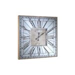 Rustic wall clock with weathered gold corners, distressed face, bold Roman numerals, and traditional black spade-style hands.