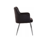 dining chair, velvet dining chair, black velvet chair, quilted chair design, chrome leg dining chair, modern dining furniture, contemporary seating, accent chair, padded chair, stylish dining chair.
