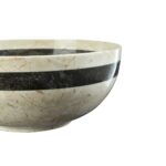 OLIVER Marble Bowl with a polished finish, featuring a black marble ring with white veining, adding a striking contrast to its neutral tones.