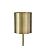 Modern black table lamp with a brushed brass shade and slim stem, complemented by a solid black marble base, perfect for contemporary interiors.