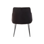 dining chair, velvet dining chair, black velvet chair, quilted chair design, chrome leg dining chair, modern dining furniture, contemporary seating, accent chair, padded chair, stylish dining chair.