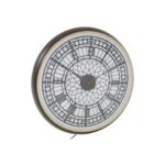 Elegant wall clock with a black frame, antique brass rim, and gothic Roman numerals, perfect for traditional and modern interiors.