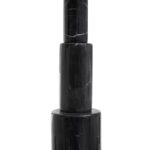 Sleek three-tiered table lamp with a black marble base, ivory shade, and warm metallic column, perfect for contemporary and modern interiors.