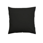 Square black and natural cotton cushion featuring a tribal geometric pattern, ideal for adding a stylish accent to sofas, chairs, or beds.