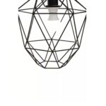 Black geometric pendant light with a triangular cage design, ideal for contemporary and industrial interiors.