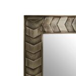 Rectangular wall mirror with a mango wood frame in a metallic silver and weathered finish, perfect for boho interiors.