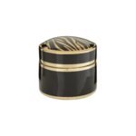 Glossy black and gold zebra-patterned KNIGHT Medium Jar made of porcelain, perfect for storage and decor.