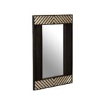 Rectangular wall mirror with a handcrafted mango wood frame, featuring a monochrome lattice pattern for a modern decorative touch.