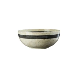 OLIVER Marble Bowl with a polished finish, featuring a black marble ring with white veining, adding a striking contrast to its neutral tones.